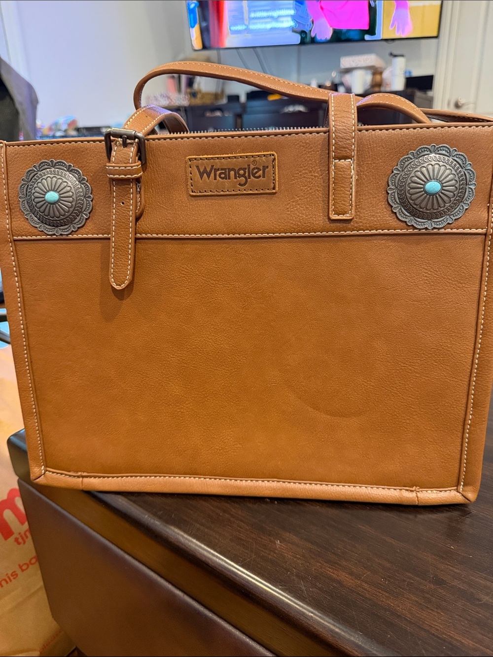 Wrangler Tan Tote with Concho Medallions